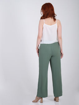 Брюки палаццо из жатки на резинке - Almond фото 27