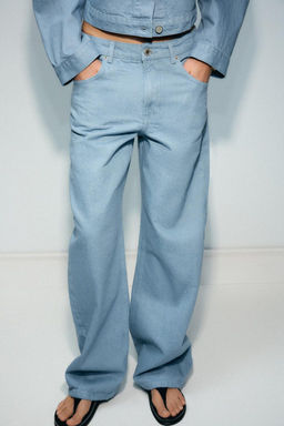 ZW COLLECTION TAPERED MID-WAIST JEANS - Zara фото 3