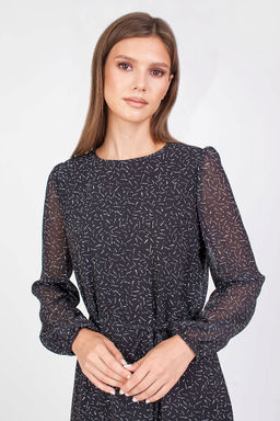 5-3014/783-5065-2 Платье принт белые штрихи на черном фоне - Serginnetti фото 5