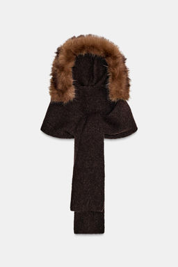 FAUX FUR SCARF HOOD - Zara фото 3