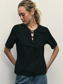 Футболка из хлопка со шнуровкой / Zarina