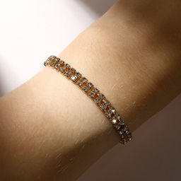 Цена за 2 шт. Браслет со стразами «Сияй» 2 ряда, цвет белый в золоте, 18см