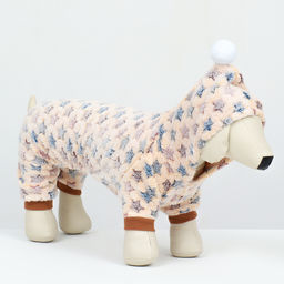 Комбинезон Звёзды с капюшоном, размер 2XL (ДС 45 см, ОШ 45 см, ОГ 55 см), бежевый