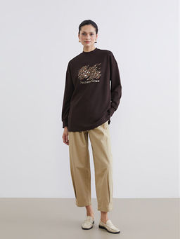 Bisiklet Yaka Oversize Kad?n Sweatshirt Tunik