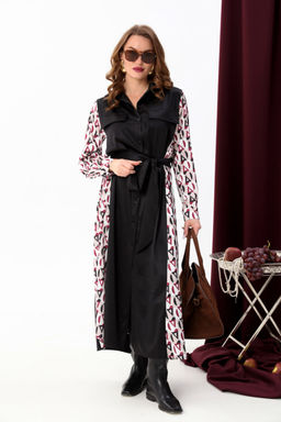 Платье NIKVA н718-5 чёрный+ромбы бургунди  фото 6