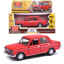 Машина металл ВАЗ-2106 13 см, двери, багаж, красный, в коробке