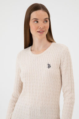 Kad_n Krem Melanj Bisiklet Yaka Basic Kazak Sepette S_rpriz _ndirim - U.s. polo assn фото 2