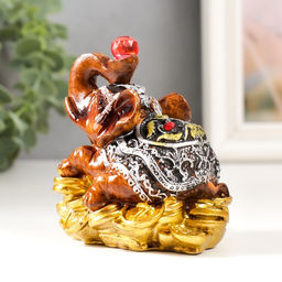 Фигурка полистоун «Слоник с рубином на монетках», 8×6.5×8.5 см