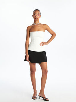 Straplez Yaka Peplum Bluz