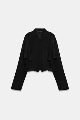 CAMISA CORTA VOLANTES ZW COLLECTION / Negro - Zara фото 2