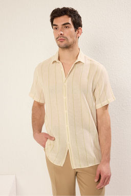 TRENDYOL MAN Premium Siyah Regular Fit Cizgili Dokulu Yazl?k Gomlek TMNSS23GO00063 - Trendyolmilla фото 8