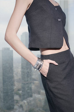 Antrasit Arkadan Y?rtmacl? Dokuma Midi Kalem Etek TWOSS26ET00051 - Trendyolmilla фото 3