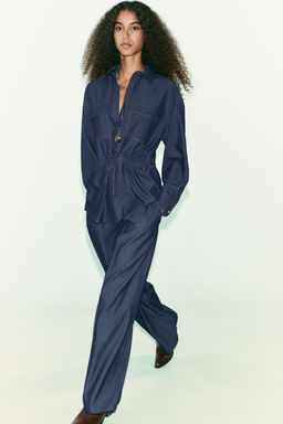 STITCHED WIDE-LEG TROUSERS - Zara фото 4