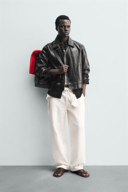 LEATHER EFFECT JACKET WITH FIREMAN CLASPS - Zara фото 9