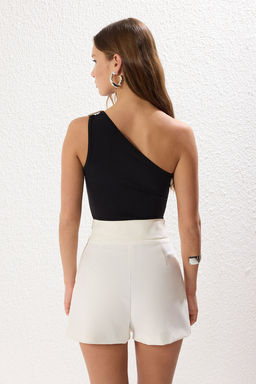 Siyah Tokal? Aksesuar Detayl? Fitted/Vucuda Oturan C?tc?tl? Esnek Orme Body TWOSS25BD00001