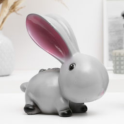 Копилка для денег Зайка с цветами, гипс, серая, 20?20?10 см - Хорошие сувениры фото 2