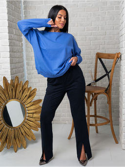 Брюки "Стиль" с разрезом темно-синий