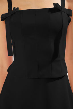 TRENDYOLMILLA Siyah A-Kesim Fiyonk Detayl? Dokuma S?k Midi Elbise TPRSS25EL00079  фото 4