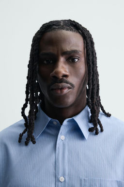 CAMISA CROPPED FIT CUADROS / Azul claro - Zara фото 5