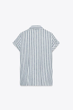 STRIPED KNOTTED LINEN BLEND SHIRT - Zara фото 7