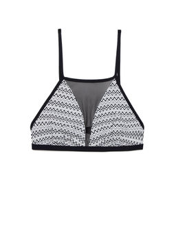 ESLI Купальный бюстгальтер с рисунком "зиг-заг" и прозрачной вставкой HISTRIA черно-белый