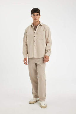 Рубашка стандартного кроя с воротником-поло и длинными рукавами - Defacto фото 2