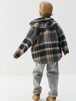 Пальто клетка Графит - Bungly фото 4