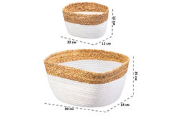 Набор 3 плетеных корзин 1 корзинка 30*25*14 см, 2 корзинки 22*14*12 см, белый - Elan gallery фото 2