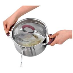 КАСТРЮЛЯ AGNESS PROFI HOME СО СТЕКЛЯННОЙ КРЫШКОЙ, 5,0Л 24X13.5 СМ ЦВЕТ РУЧЕК:БОРДО  фото 5