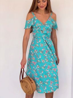 4195 Сарафан в цветочек в цвете тиффани - Martichelli фото 6