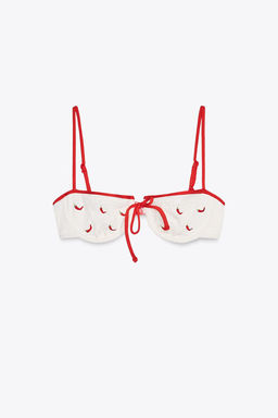 EMBROIDERED UNDERWIRED BIKINI TOP - Zara фото 4