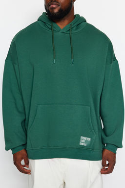 TRENDYOL MAN Antrasit Buyuk Beden Oversize Basic Rahat Kapusonlu Etiketli Ici Polarl? Sweatshirt TMNAW24AO00000 - Trendyolmilla фото 4