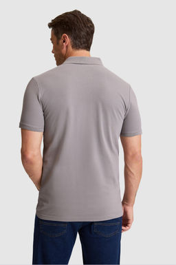 Erkek Gri Regular Fit Polo Yaka Basic Ti__rt