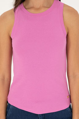 U. S. Polo Assn / Женская фиолетовая базовая футболка без рукавов с круглым вырезом - U.s. polo assn фото 7