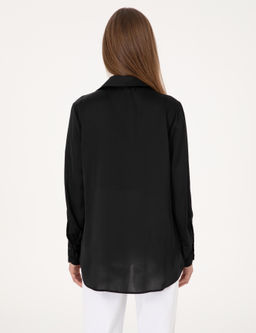 Siyah Comfort Fit Saten Uzun Kollu G_mlek - Pierre cardin фото 5
