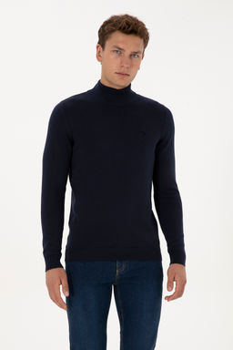 Erkek Slim Fit Yar_m Bal_k__ Yaka Lacivert Basic Kazak - U.s. polo assn фото 8