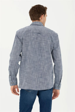 Мужская темно-синяя рубашка с длинным рукавом - U.s. polo assn фото 5