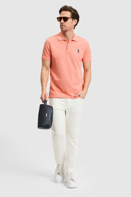 Erkek Slim Fit Polo Yaka Somon Basic Ti__rt