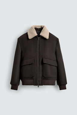 WOOL BLEND JACKET WITH CONTRAST COLLAR - Zara фото 8