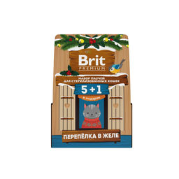 BRIT PREMIUM, Набор паучей для стер. кошек, Перепелка в желе, 5+1, кормушка, 510г, 5076659