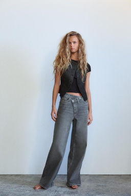 TRF MID-WAIST WIDE-LEG CROSSOVER JEANS
