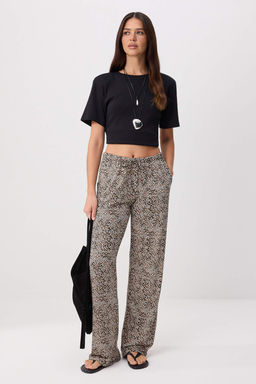 _ok Renkli Animal Wide Leg/Geni_ Pa_a Beli Lastikli Normal Bel Yumu_ak _rme Pantolon TWOSS26PL00216