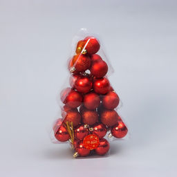 Ёлочные игрушки Ёлочка - снежинки и горох, шары новогодние, набор 34 шт., d=5 см, красный - Зимнее волшебство фото 2