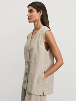 Удлиненный жилет из жатой ткани / Zarina  фото 4