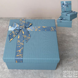 Коробка подарочная квадратная 3 штуки 19х19 см / 3403-6 /уп 36/