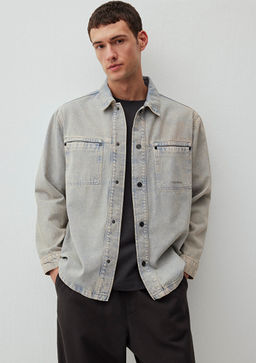 Bruce Mavi Edition Puslu Ac?k Mavi Jean Gomlek