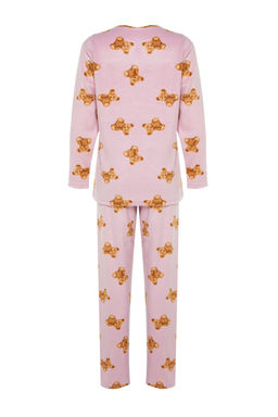 Pembe Polar Ay?c?kl? K?sl?k Orme Pijama Tak?m? THMAW24PT00272