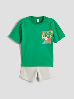 Bask?l? Erkek ?ocuk Ti??rt ve ?ort 2li