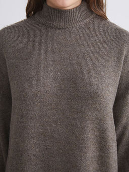 Dik Yaka Triko Elbise