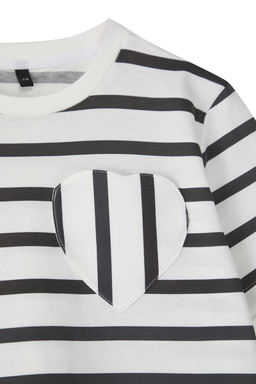 Siyah-Ekru 2li K?z Cocuk %100 Pamuk Basic Cizgili Orme T-Shirt TKDSS25TS00030 - Trendyolmilla фото 2